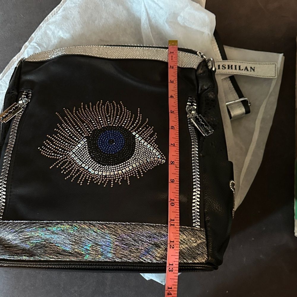 Black Eye-Embellished Women's backpack/shoulder bag - Picture 6 of 15